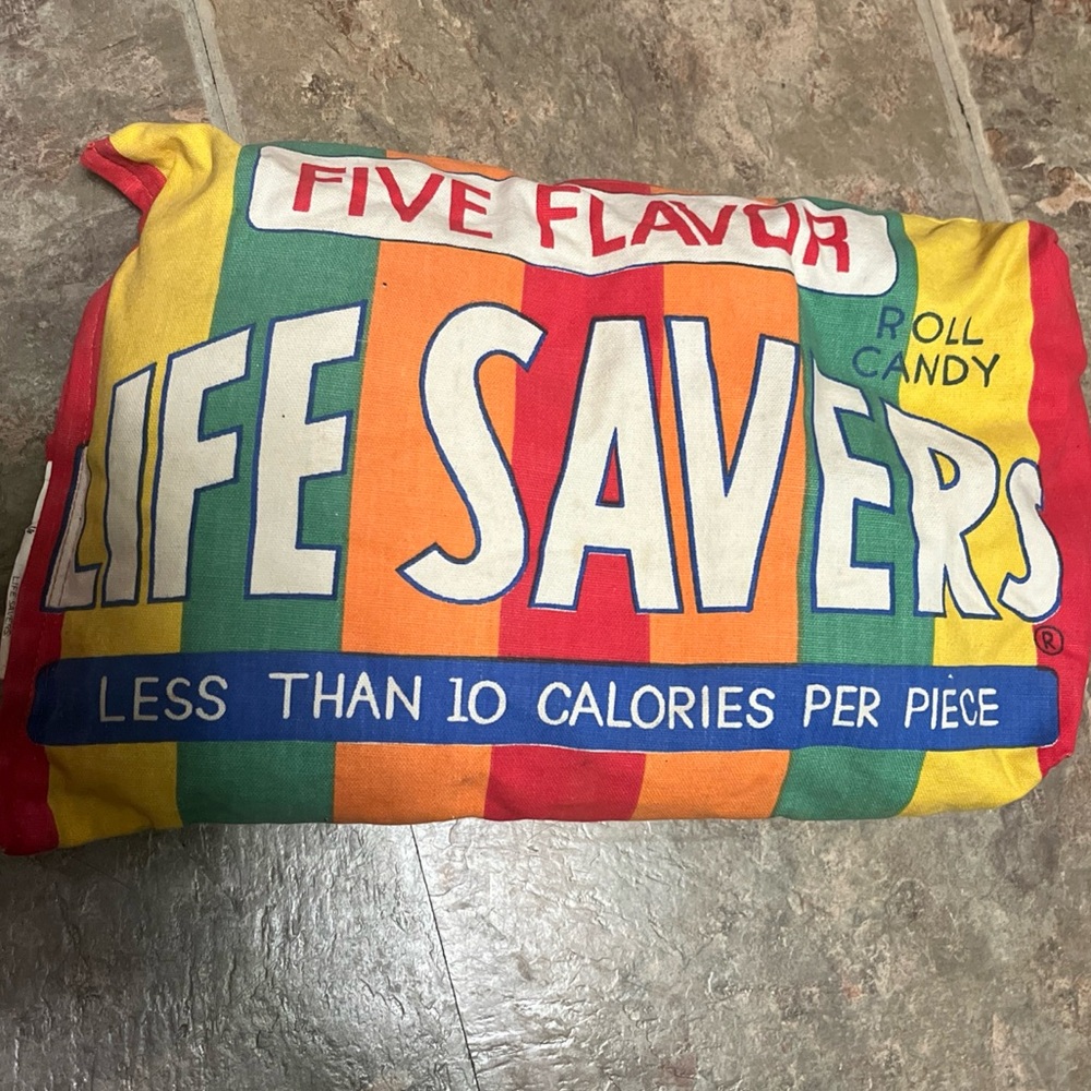 Vintage 70s Life Savers Roll Stuffed Pillow Collectible Hard Candy Advertising